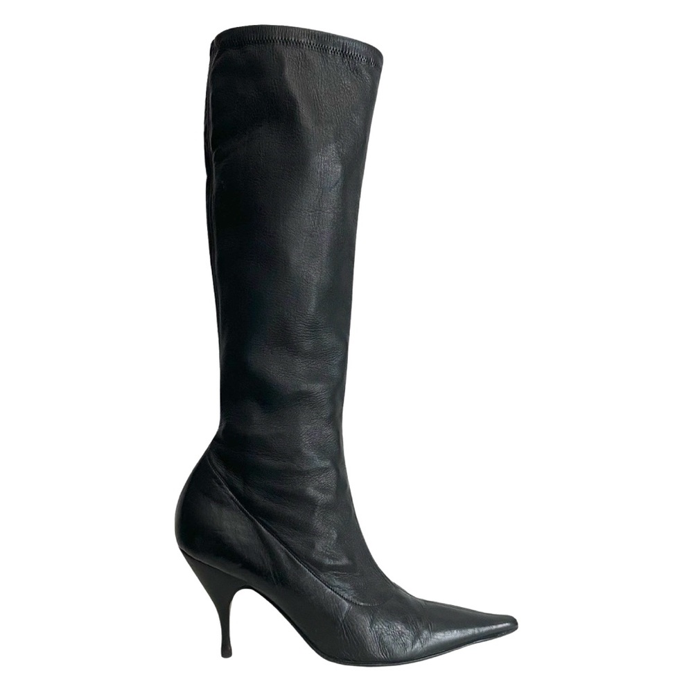 ⭐️ CLEARANCE SALE ⭐️ FENDI black stretch leather pointed toe sock boots 37.5